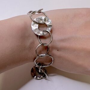 SILPADA Sterling Silver 925 Hammered Circle Link Modernist Minimalist Bracelet